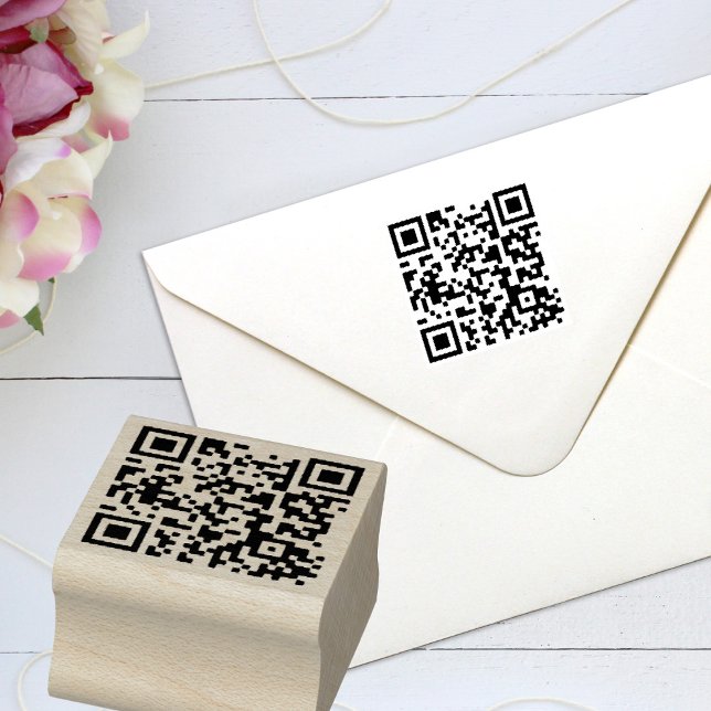 Custom QR Code Modern Minimalist Business Rubber Stamp (Creator Uploaded)
