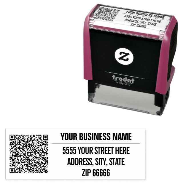 Custom QR Code Name Address Self-Inking Stamp  (In Situ)