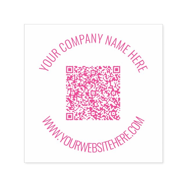 Custom QR Code Name Website Round Stamp (Design)