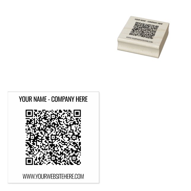 Custom QR Code Name Website Rubber Stamp (Stamped)