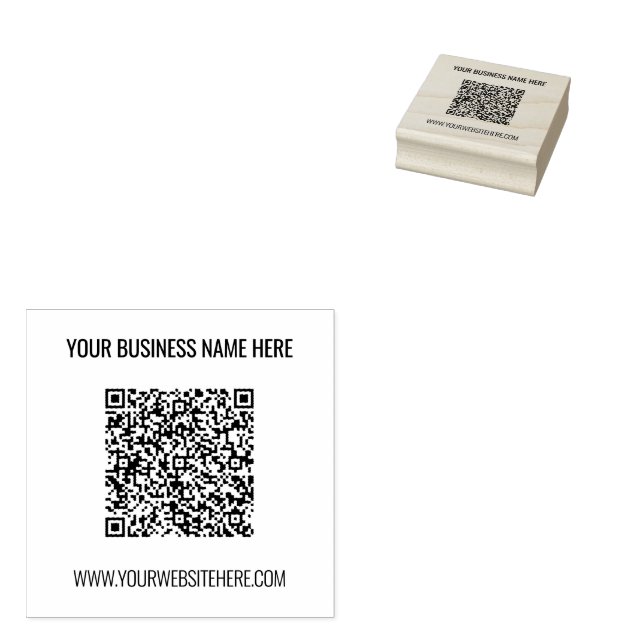 Custom QR Code Name Website Rubber Stamp Template (Stamped)