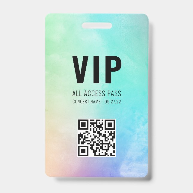 Custom QR Code Pastel Rainbow VIP All Access ID Badge (Front)