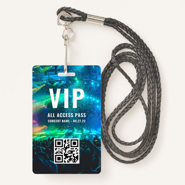 Custom QR Code Photo White VIP All Access ID Badge (Front with Lanyard)