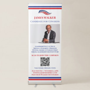 Custom QR Code Political Election Campaign Retractable Banner
