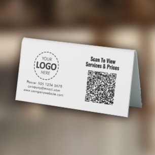 Custom QR Code Prices /Services Table Tent Sign
