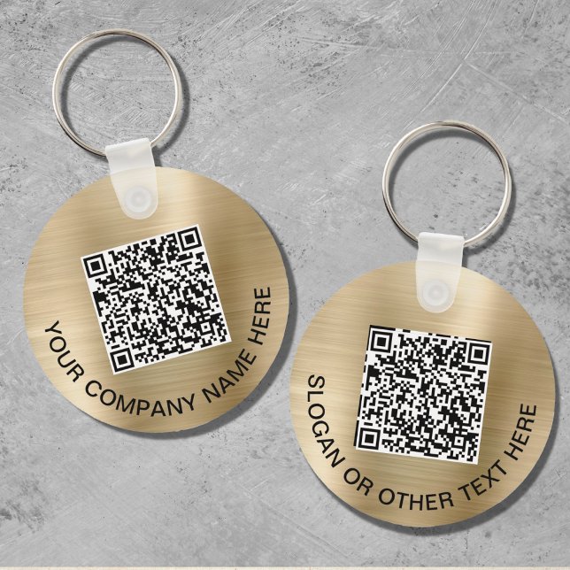 Custom QR Code Promotional Gold Key Ring (Creator Uploaded)
