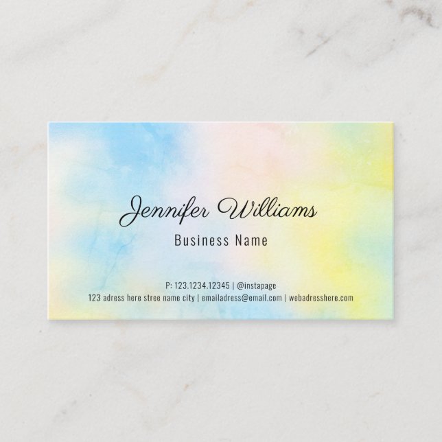 Custom QR Code Rainbow Pastel Colours Simple Moder Business Card (Front)