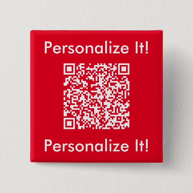 Custom QR Code Red 15 Cm Square Badge (Front)