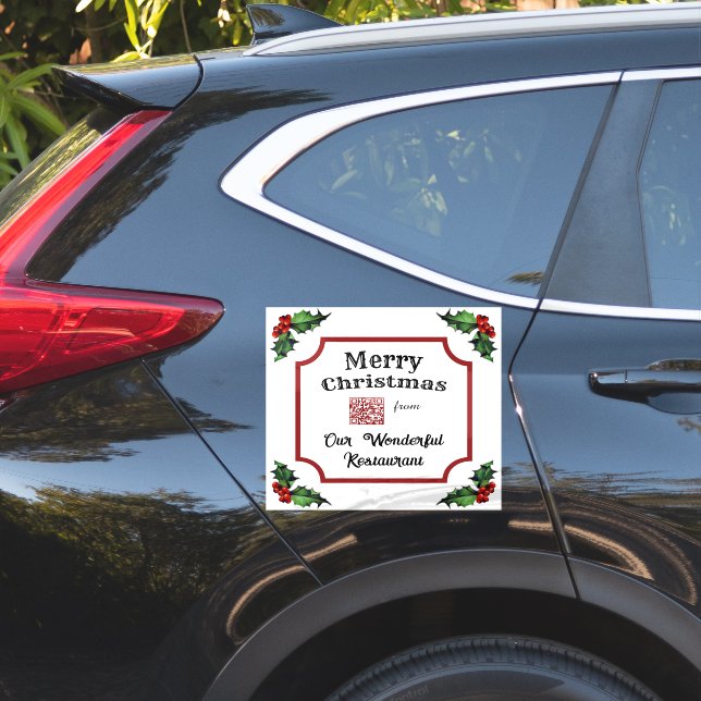Custom QR Code Restaurant Merry Christmas (Car Side)