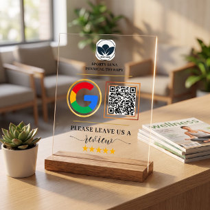 Custom QR Code Review Acrylic Sign for Business