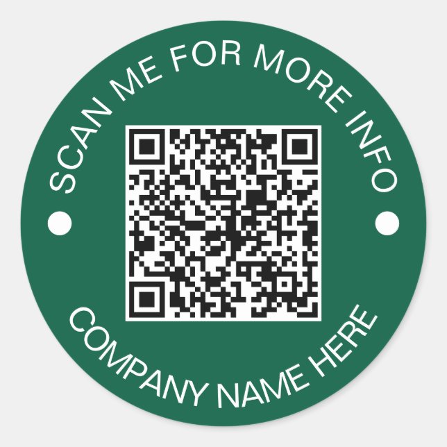 Custom QR Code Round Green Waterproof Business Classic Round Sticker (Front)