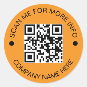 Custom QR Code Round ORANGE Waterproof Business Classic Round Sticker