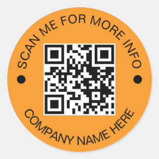 Custom QR Code Round ORANGE Waterproof Business Classic Round Sticker