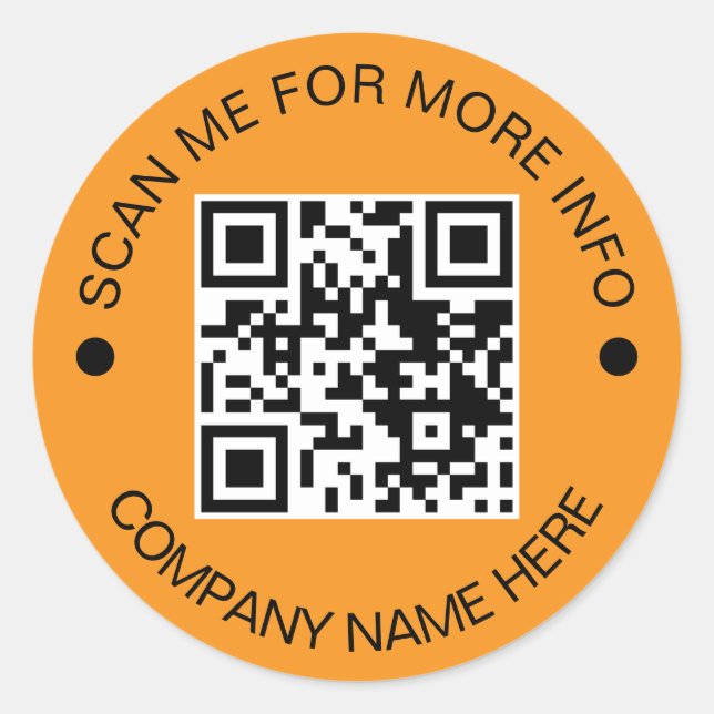 Custom QR Code Round ORANGE Waterproof Business Classic Round Sticker (Front)