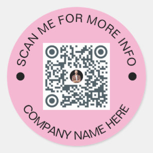 Custom QR Code Round Pink Waterproof Business Classic Round Sticker