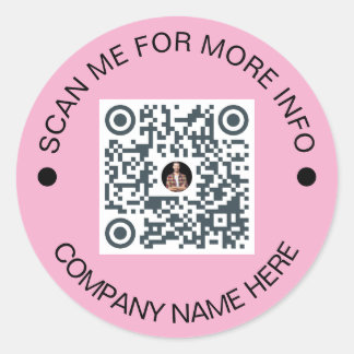 Custom QR Code Round Pink Waterproof Business Classic Round Sticker