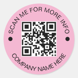 Custom QR Code Round Pink Waterproof Business Classic Round Sticker