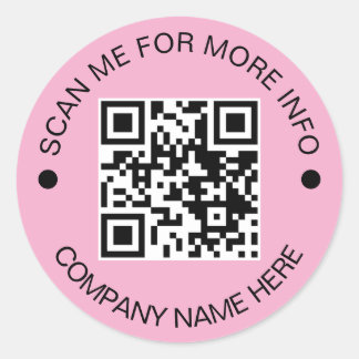 Custom QR Code Round Pink Waterproof Business Classic Round Sticker