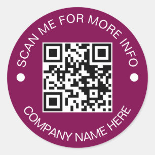 Custom QR Code Round Vinyl Waterproof Business Classic Round Sticker
