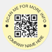 Custom QR Code Round Yellow Waterproof Business