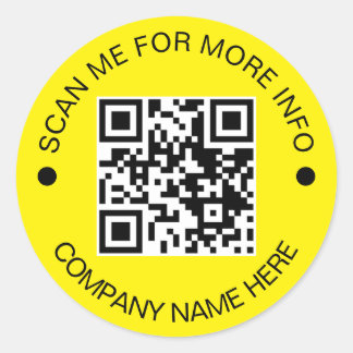 Custom QR Code Round Yellow Waterproof Business Classic Round Sticker
