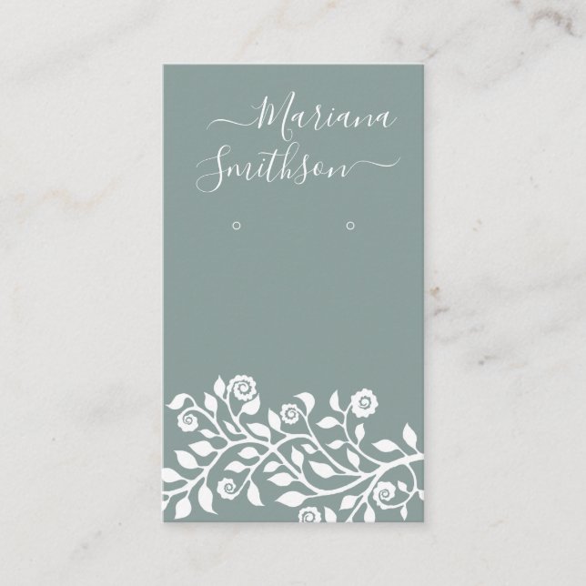   Custom QR Code Sage Green Earrings Display Cards (Front)