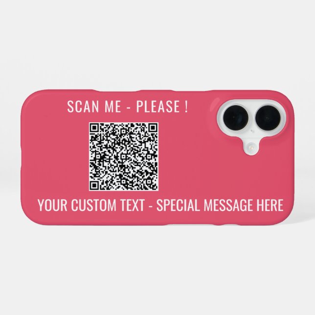 Custom QR Code Scan and Text iPhone Case (Back Horizontal)