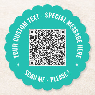 Custom QR Code Scan Info and Text Paper Coaster