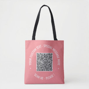 Custom QR Code Scan Info Text and Colors Tote Bag