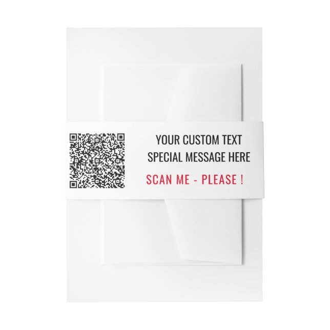 Custom QR Code Scan Info Text Colours Belly Band Invitation Belly Band (Front Example)