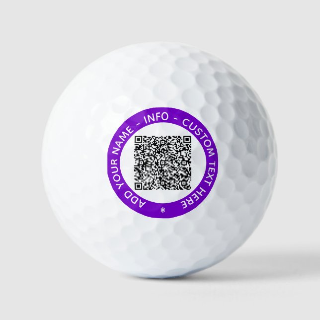 Custom QR Code Scan Info Text Stamp Golf Balls (Front)