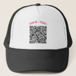 Custom QR Code Scan Info Your Business Trucker Hat<br><div class="desc">Trucker Hats with Your QR Code Scan Info Text Personalised Promotional Business or Personal Modern Hat / Gift - Add Your QR Code - Image or Logo - photo / or text / more - Resize and Move or Remove / Add Elements - Image / Text with Customisation Tool. Choose...</div>