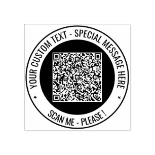 Custom QR Code Scan Text Colour Round Rubber Stamp