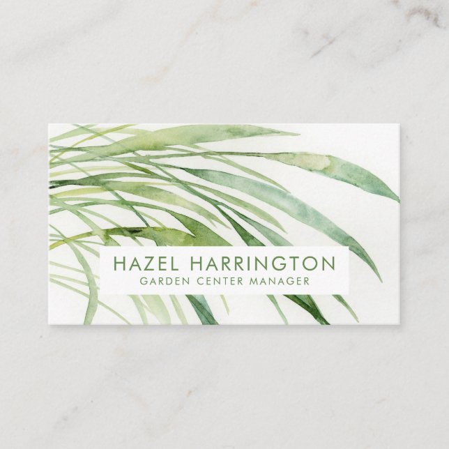 Custom QR Code Scannable Watercolor Leaves Unique Business Card (Front)