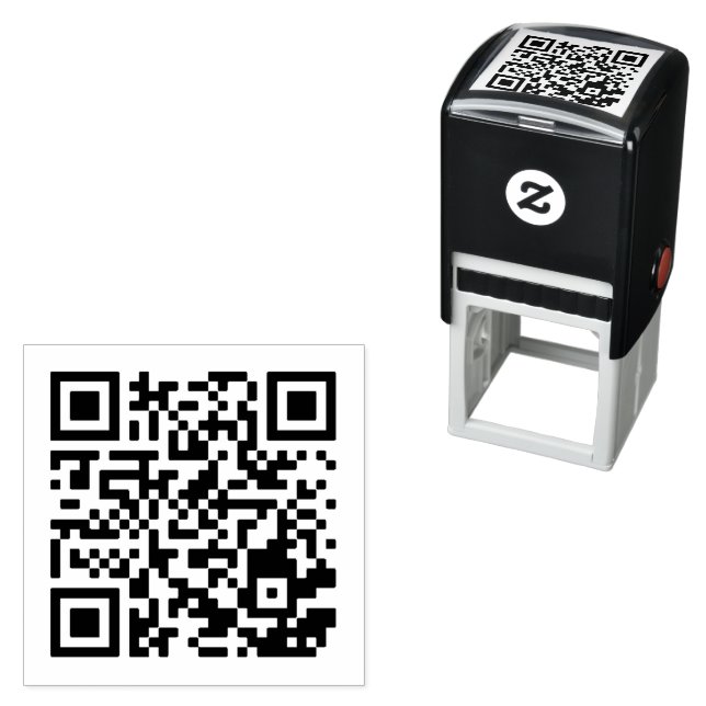 Custom QR Code Self-Inking Stamp 1.5 x 1.5 Inch (In Situ)
