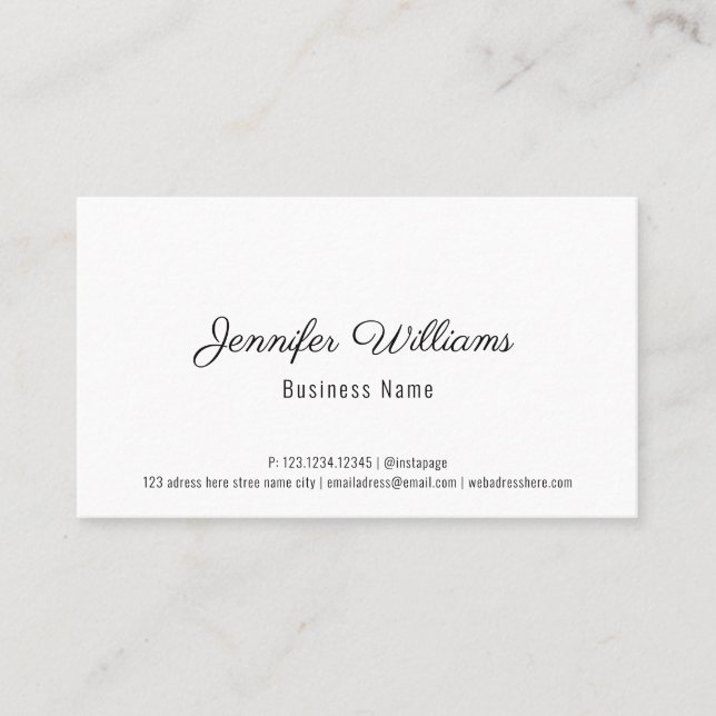 Custom QR Code Simple Modern White Minimalist  Business Card (Front)