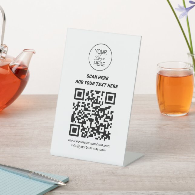 Custom QR Code Table Sign with Logo | Business Inf (In SItu)