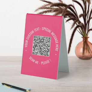 Custom QR Code Text and Colours Table Tent Sign
