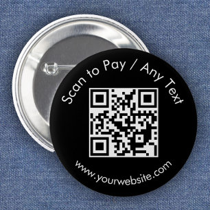 Custom QR Code / Text Black 6 Cm Round Badge