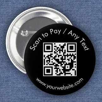 Custom QR Code / Text Black 6 Cm Round Badge