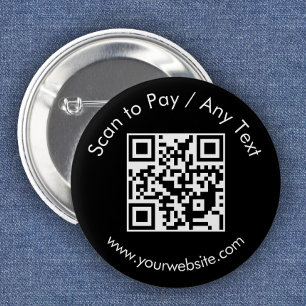 Custom QR Code / Text Black 6 Cm Round Badge