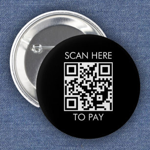 Custom QR Code / Text Black 6 Cm Round Badge