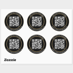 Custom QR Code Text Black White Classic Classic Round Sticker