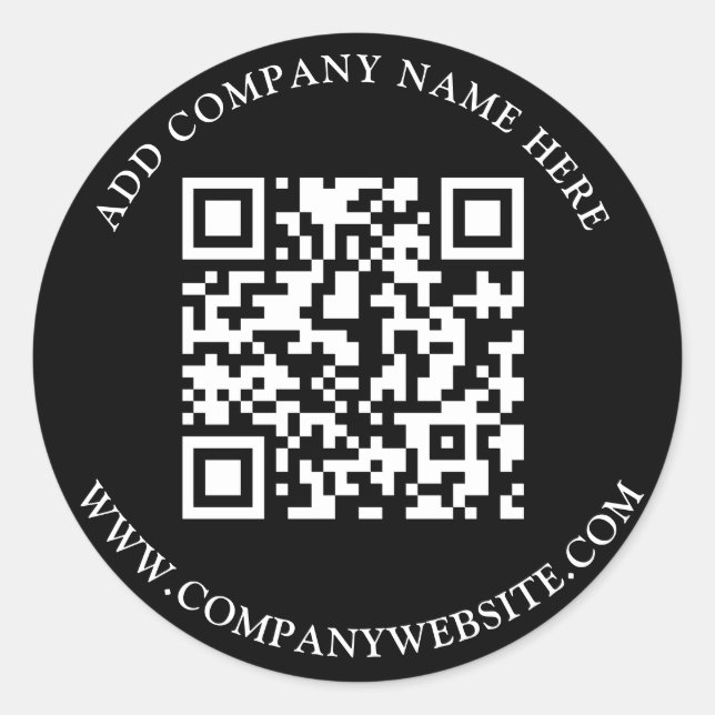 Custom QR Code Text Black White Classic  Round Sticker (Front)