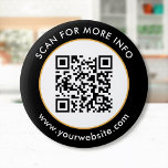 Custom QR Code Text Black White Gold 6 Cm Round Badge<br><div class="desc">Upload a QR code, add text, and easily create your personalised button. Click EDIT to change the border colour or text colour. You can TRANSFER this DESIGN on other Zazzle products and adjust it to fit most of the Zazzle items. Standard Studio designs are made in high-resolution vector graphics for...</div>