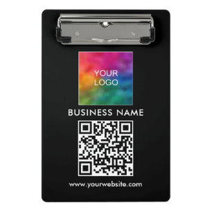 Custom QR Code Text Business Logo Modern Simple Mini Clipboard