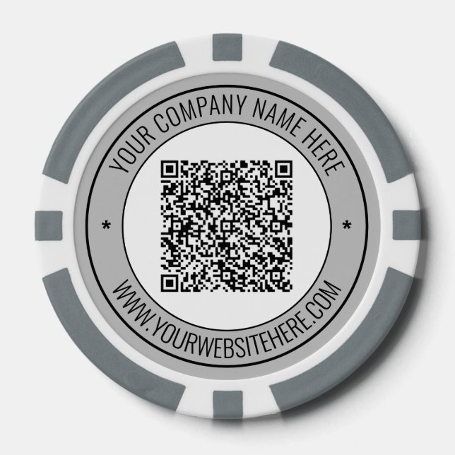 Custom QR Code Text Business Poker Chips Template (Front)
