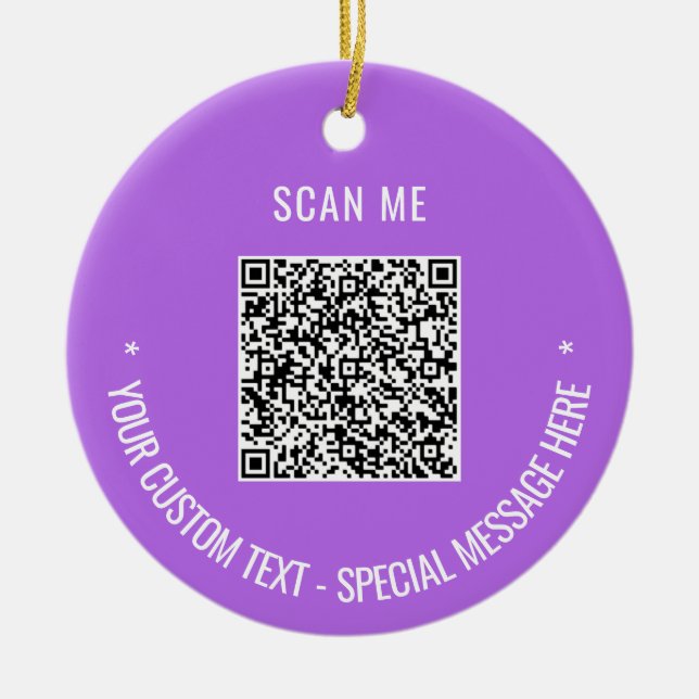 Custom QR Code Text Christmas Ornament Your Colour (Front)