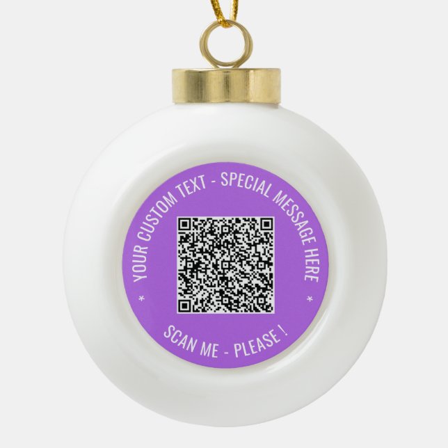 Custom QR Code Text Christmas Ornament Your Colour (Front)