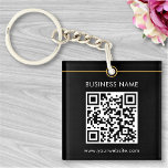 Custom QR Code Text Modern Black White Business Key Ring<br><div class="desc">Upload a QR code, add text, and easily create your personalised keychain. Click CUSTOMIZE FURTHER to change the background colour or text colour. You can TRANSFER this DESIGN on other Zazzle products and adjust it to fit most of the Zazzle items. Standard Studio designs are made in high-resolution vector graphics...</div>
